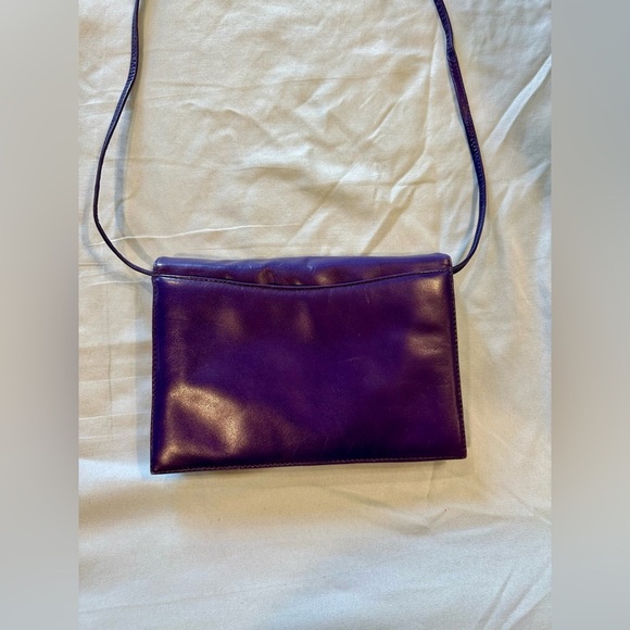 Vintage Musa Brazil Purple Genuine Leather Envelope Crossbody Clutch Bag 80s - Picture 6 of 10